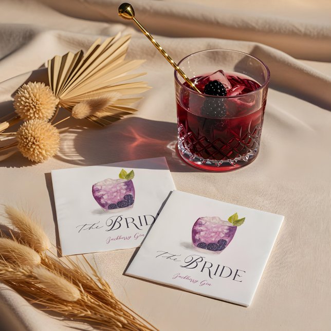 Guardanapo De Papel Noiva Signature Cocktail Watercolor Drink (Bride Signature Cocktail Watercolor Wedding Drink Napkins)