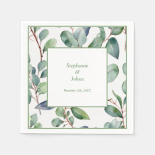 Guardanapo De Papel Noiva Verde Eucalipto Poeira Azul Folhas Casamento