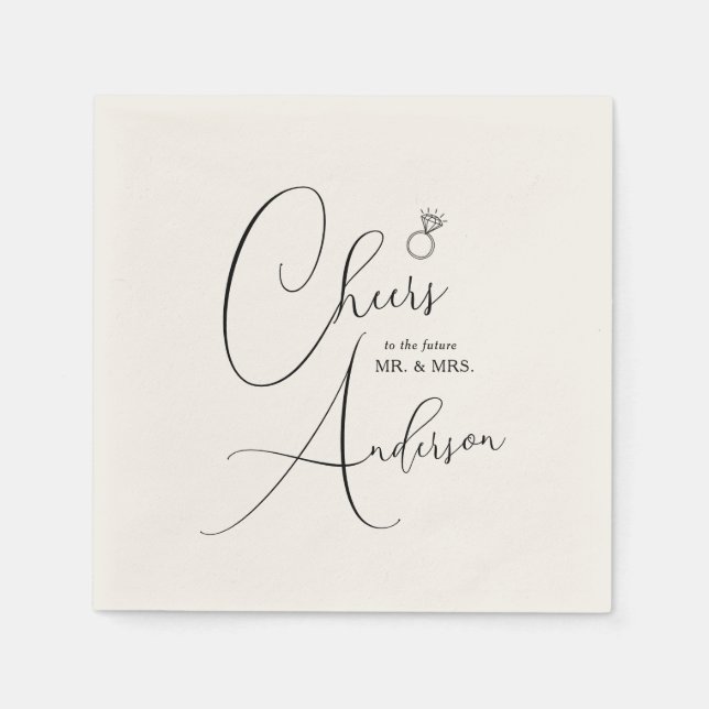 Guardanapo De Papel Noivado aplaude o futuro Sr. e Sra. (Frente)