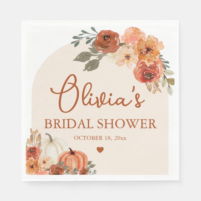 Guardanapo De Papel Noivado Boho Terracotta Abóbora Chá de Noiva (Frente)