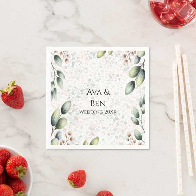 Guardanapo De Papel Noivado com Tinta Alcoólica Eucalyptus Blush (Insitu)