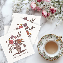 Guardanapo De Papel Noivado de Casamento PERSONALIZADO Floral Vase Ske