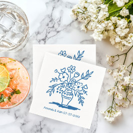 Guardanapo De Papel Noivado de Casamento PERSONALIZADO Floral Vase Ske