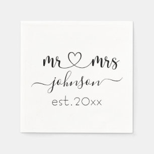 Guardanapo De Papel Noivado de casamento Sr. Sra. Nome Personalizado