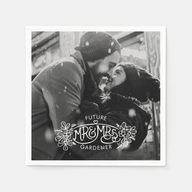 Guardanapo De Papel Noivado de inverno do Sr. & Sra. Futuro (Frente)