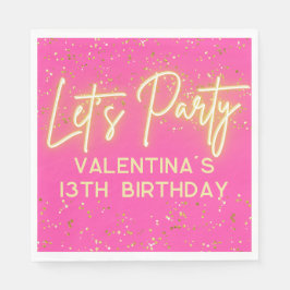 Guardanapo De Papel Noivado do Partido do Vamos Neon, Rosa Quente Mode