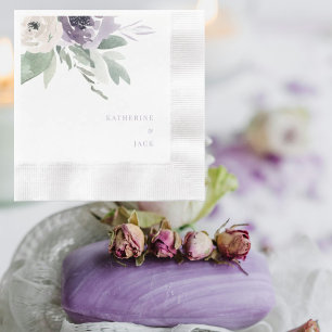 Guardanapo De Papel Noivado Floral Lavanda Personalizado