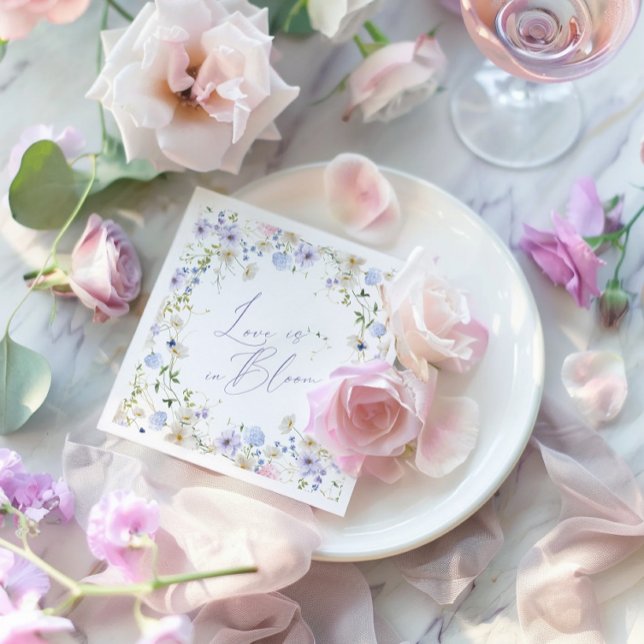Guardanapo De Papel Noivado Floral Roxo Verde Show (Love In Bloom Floral Purple Green Bridal Show Napkins)