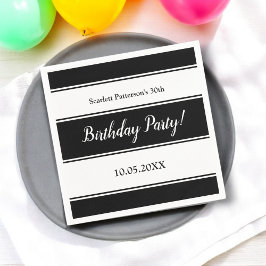 Guardanapo De Papel Noivado Moderno Elegante Black and White Strips