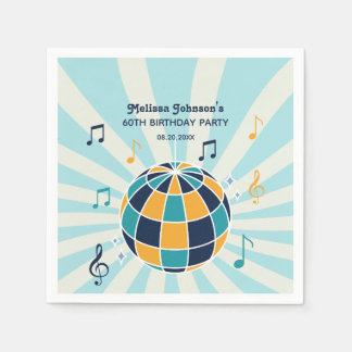 Guardanapo De Papel Noivado Musical de Bola de Disco de Onda Retroativ