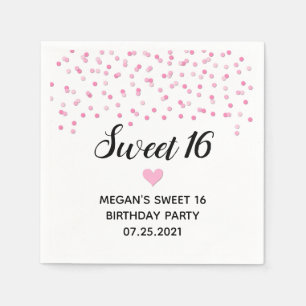 Guardanapo De Papel Noivado Rosa Confetti Sweet 16