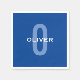 Guardanapo De Papel Nome Branco Azul do Monograma Personalizado