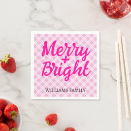 Guardanapo De Papel Nome da família Bright, Feliz de Natal rosa