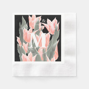 Guardanapo De Papel Nome da Família Elegante Monograma Tulipas de Pêss