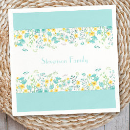 Guardanapo De Papel Nome da Família Floral Primavera Azul Amarelo Amar