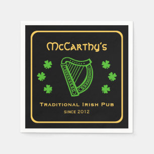 Guardanapo De Papel Nome da família personalizada do shamrock verde ha