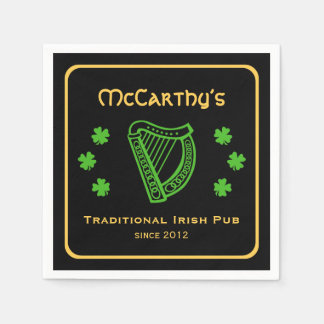 Guardanapo De Papel Nome da família personalizada do shamrock verde ha
