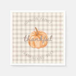 Guardanapo De Papel Nome da Família Personalizado Agradecido Gingham N