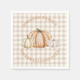 Guardanapo De Papel Nome da Família Personalizado Agradecido Gingham N