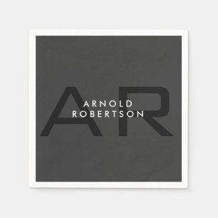 Guardanapo De Papel Nome da Trendência de Cinza Simples do Monograma M