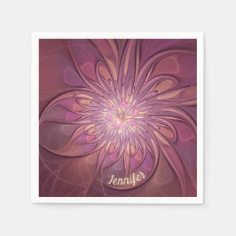 Guardanapo De Papel Nome das Cores de Berry Fractal Floral abstrato Mo