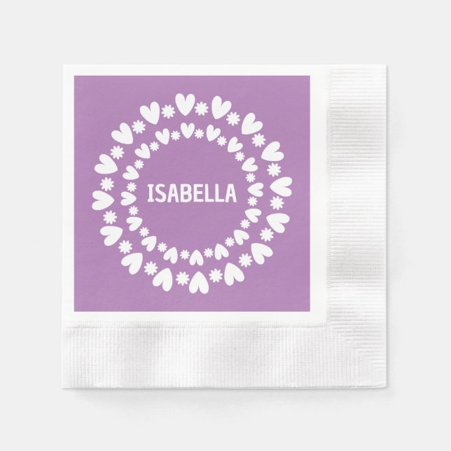 Guardanapo De Papel Nome Das Flores E Corações (Frente)