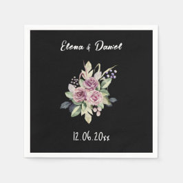 Guardanapo De Papel Nome das rosas cor-de-água rosa preto minimalista