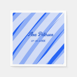 Guardanapo De Papel Nome de adição de pasta azul data boho retro linha