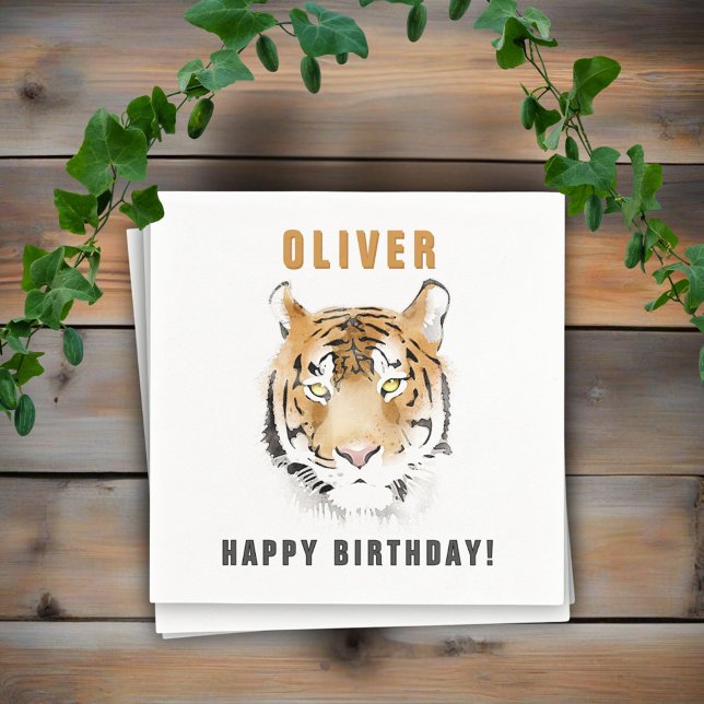 Guardanapo De Papel Nome de Aniversário do Cabeçalho do Tigre (Criador carregado)