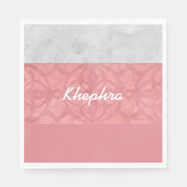 Guardanapo De Papel Nome de Aquarela da Cinza Rosa-Rosa-Rosa (Frente)