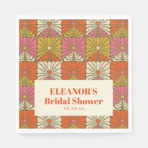Guardanapo De Papel Nome de Chuveiro de Noiva Floral Laranja Vintage G