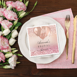 Guardanapo De Papel Nome de chuveiro de noiva rosa dourado brilho