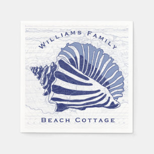 Guardanapo De Papel Nome de família azul litoral do Seashell do Conch