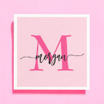 Guardanapo De Papel Nome de Monograma de Rapariga de Script Moderno Ro<br><div class="desc">Elevem o seu evento com o nome Napkins, o nome da nossa moça moderna, rosa-quente, Girly Monogramas! Apresentando um design cor-de-rosa-quente ousado, esses guardanapos são personalizados com seu nome em um roteiro moderno de chic para um toque personalizado de na moda. Perfeito para festas, chás ou qualquer ocasião especial, eles...</div>