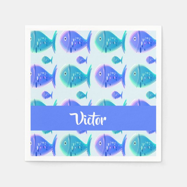 Guardanapo De Papel Nome de peixe azul (Frente)