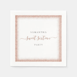 Guardanapo De Papel Nome de Quadro Glitter Dourado do rosa Doce 16 Par