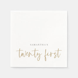Guardanapo De Papel Nome de Script Dourado Minimalista Vinte Primeiro