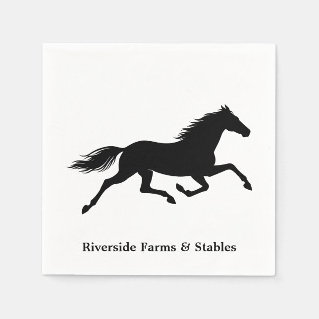 Guardanapo De Papel Nome do Estábulo de Cavalos Equestre Branco (Frente)