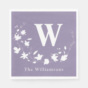 Guardanapo De Papel Nome do Monograma Clássico Lilac Floral Wreath Pe