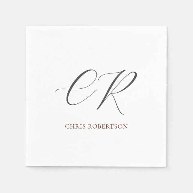 Guardanapo De Papel Nome do Monograma de Caligrafia Presente Personali (Frente)