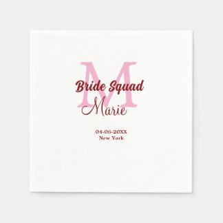 Guardanapo De Papel Nome do pelotão de noiva: monograma bridesmaid dat