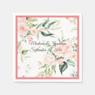 Guardanapo De Papel Nome do Script Girly Chic Rosa Elegante Floral