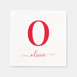 Guardanapo De Papel Nome do Script Monograma Branco Personalizado E Ve