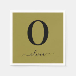 Guardanapo De Papel Nome do Script Monograma Personalizado Dourado E P