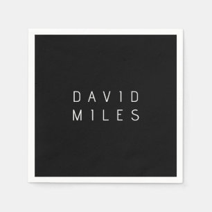 Guardanapo De Papel Nome editável minimalista moderno Preto & Branco