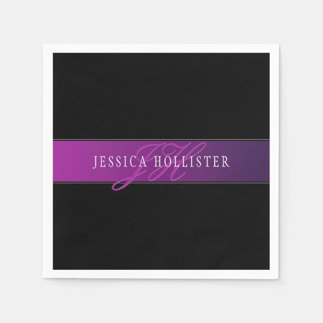 Guardanapo De Papel Nome Elegante e Monograma Inicial/s (Frente)