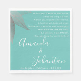 Guardanapo De Papel Nome Floral do Poema do Obrigado de Casamento