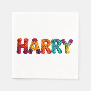 Guardanapo De Papel Nome HARRY no Padrão de Crochet Vibrante