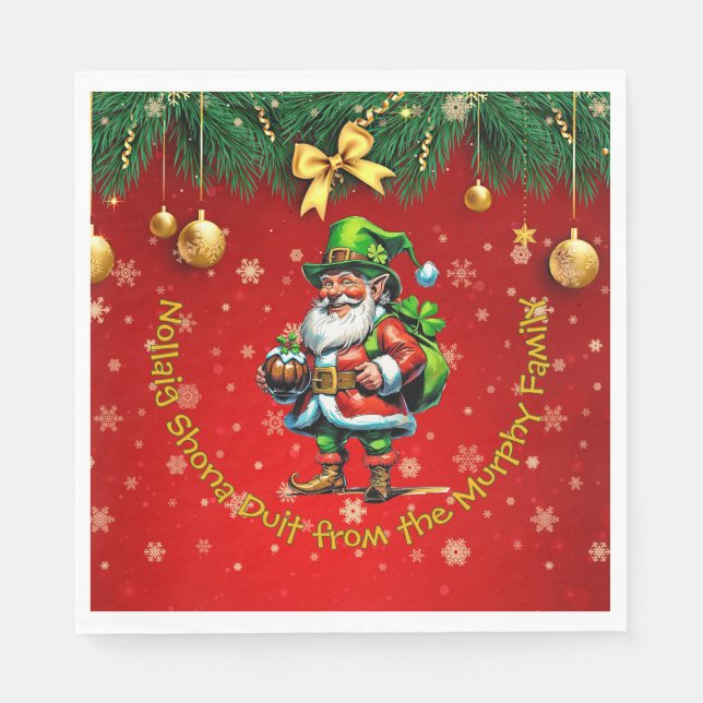 Guardanapo De Papel Nome - Irlandês Nollaig Shona Duit Feliz Natal (Frente)