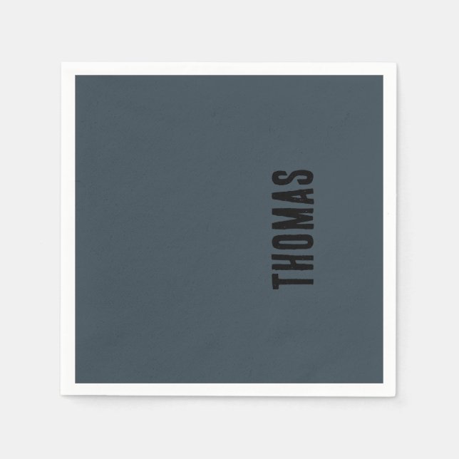 Guardanapo De Papel Nome Mínimo Personalizado da Cinza de Carvão (Frente)